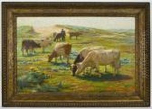 Depicting Cows At Pasture by Edgard Farasyn