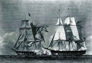 Battle between the United States and the Macedonian, 30th October 1812 by Alonzo Chappel