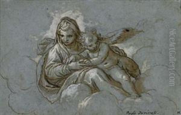 Vierge I L'enfant Dans Les Nuees (recto) ; Et Fragment D'une Vierge I L'enfant (verso) - view 1