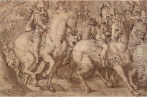 Roman Soldiers On Horseback by Paolo Farinati