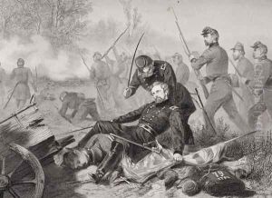 Death of General Isaac Stevens (1818-62) during the attack on Chantilly, Viriginia 1862 by Alonzo Chappel