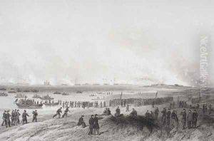 Landing the troops during the bombardment of Fort Fisher, North Carolina 1864