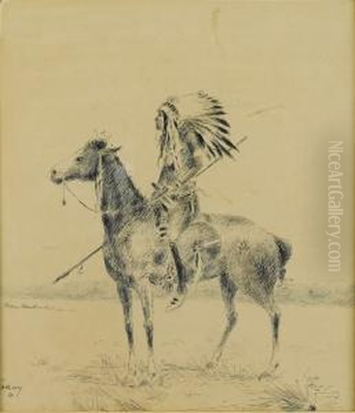 Indian Scout On Horseback - view 1