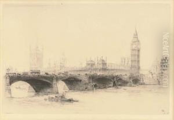 Westminster Bridge With The Houses Of Parliament Beyond - view 1