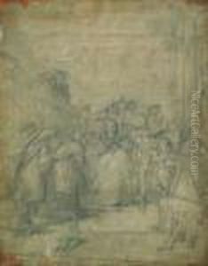 Bozzetto Di Studio Di Dama Con Corteo by Federico Faruffini