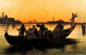 Convegno Galante In Gondola by Federico Faruffini