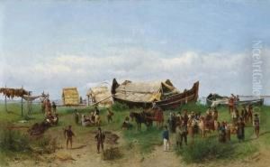 Scena Di Vita Sulla Spiaggia Scena Di Vita Sulla Spiaggia
