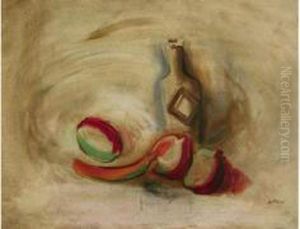 Nature Morte Aux Fruits Et A La Bouteille by Alexandre Fasini