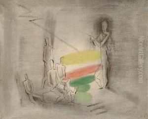 Figure Studies With Red, Yellow And Green by Alexandre Fasini