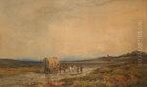 Horse Drawn Wagon With Figures In A Country Landscape by John Faulkner