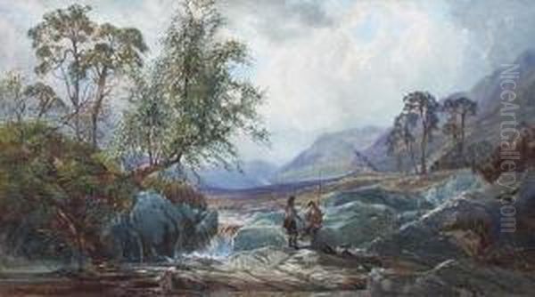 Two Anglers By A Highland River - view 1