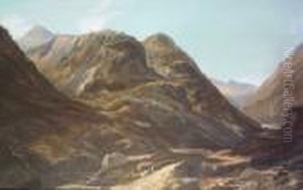 Figure In Extensive Lake And Mountain Landscape - view 1