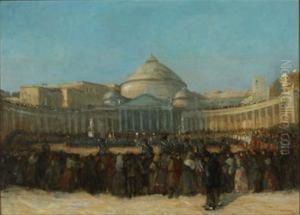 Napoleon And His Troops In Front Of The Pantheon by Amandus Faure