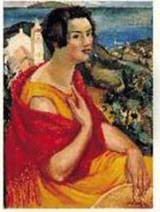 Portrait De Femme Dans Un Paysage, Circa 1912 by Andre Favory