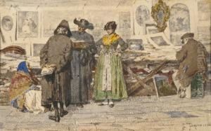 La Bottega Del Libraio by Giacomo Favretto