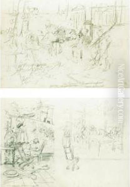 Trentasei Pagine, Parte Di Un
Album Di Schizzi Di Soggetti Di Vita Con Varie Didascalie Autografe - view 1
