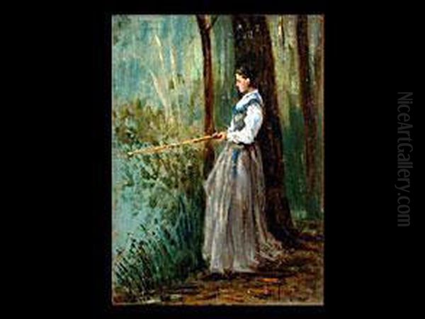 Junge Frau In Langem Kleid An Einem Baum - view 1