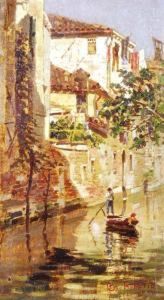 Canale A Venezia Con Gondola by Giacomo Favretto