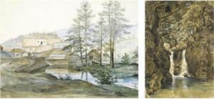 Foss Og Hassel Verk (waterfall & Fra Hasselbrek) by Thomas Fearnley