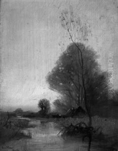 "moorlandschaft Im Abendlicht".
Sign., Bez. Munchen Und Dat. 96. Ol Auf Holz. 18 X 14 Cm.
Rahmen by Otto Fedder
