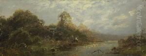 Zwei Angler Am Fluss. by Otto Fedder