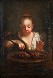 Frau Mit Kohlebecken Frau Mit Gemusekorb by Domenico Maggiotto