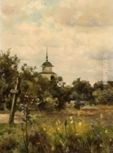 Paysage Avec Une Eglise. by Maria Fedorova
