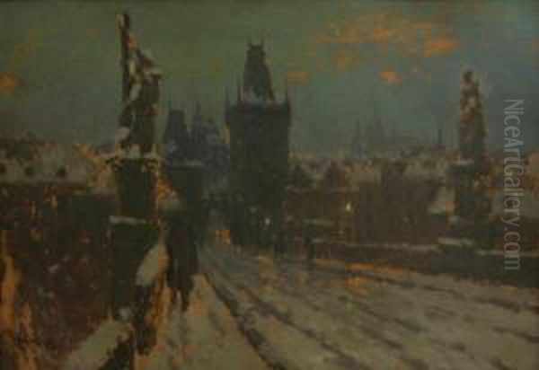 Winter On Charles Bridge - view 1