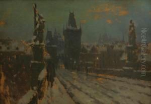 Winter On Charles Bridge by Stanislav Feikl