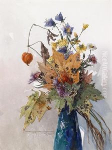 Meadow Flowers And Leaves by Gustav Feith