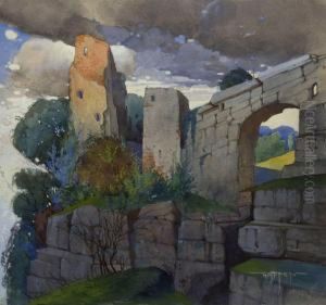 Burgruine. by Gustav Feith