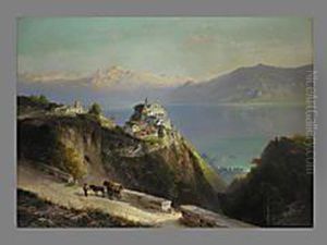 Madonna Del Sasso Am Lago Maggiore by Ferdinand Feldhutter