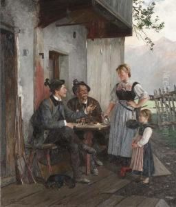 A Rest After The Hunt At An Alpine Tavern by Paul Felgentreff