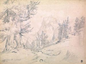 Cinq Paysages Avec Village by Theodore Caruelle d' Aligny