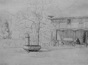 Personnage Devant Une Maison A Grindelwald Plume by Theodore Caruelle d' Aligny