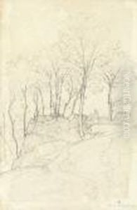A Landscape With Rocks And Trees by Theodore Caruelle d' Aligny