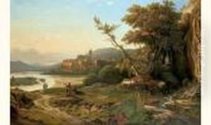 Vue De Viviez (arrondissement De Privas, Pres Du Rhone) by Theodore Caruelle d' Aligny