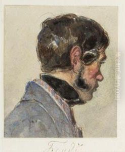 A Man's Head In Profile And Salzburgh Castle