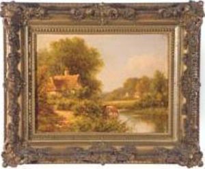 Pastoral Landscape With Cottages by Robert Robin Fenson