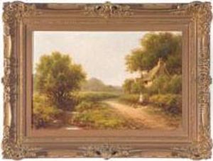 Landscape With Woman And Chickens by Robert Robin Fenson