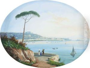 View Of Naples From Posillipo; And View Of Sorrento by Francesco Fergola
