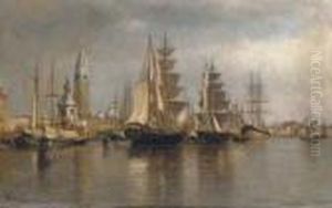 After The Rain- Ships In The Venetian Lagoon by Henry Augustus Ferguson
