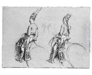 Two Equestrian Figures, Possibly a Study for by John Singleton Copley