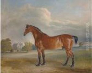 A Bay Hunter In The Park Of A Country House by Claude L. Ferneley