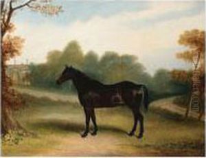 A Dark Bay Hunter In The Grounds Of A Country House by Claude L. Ferneley