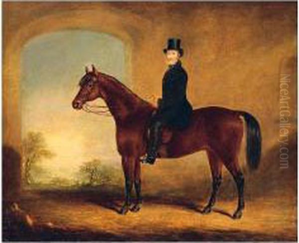 A Gentleman On A Bay Hunter, A Landscape Beyond - view 1
