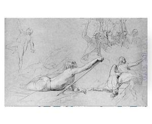 Study for "The Siege of Gibraltar": Figure Reaching; Sprawling Figures; Cheering Group; Dying Sailors by John Singleton Copley