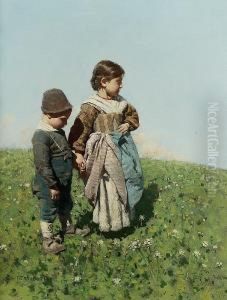 Children In A Meadow by Arnaldo Ferraguti