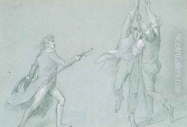 Study for "The Surrender of the Dutch Admiral De Winter to Admiral Duncan, October 11, 1797": Admiral De Winter Raising the Colors - view 1