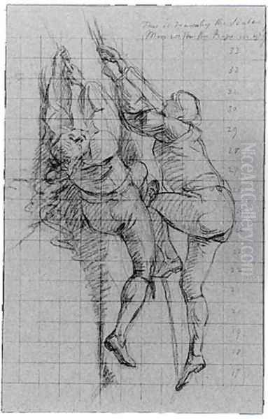 Study for "The Siege of Gibraltar": Figures Scaling Floating Battery; Cannon - view 1